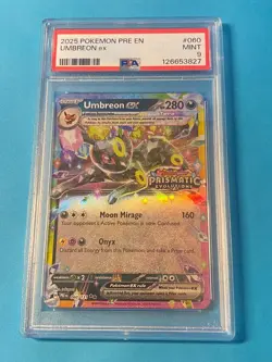 2025 Pokemon Umbreon ex #060 PSA 9 Mint | Prismatic Evolutions Tera Holo 🌑✨ - Image 1