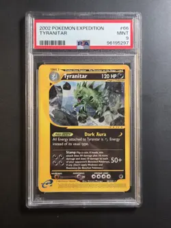 Pokemon Tyranitar #66/165 Non-Holo Rare - 2002 Expedition Set - PSA 9 (MINT) - Image 1