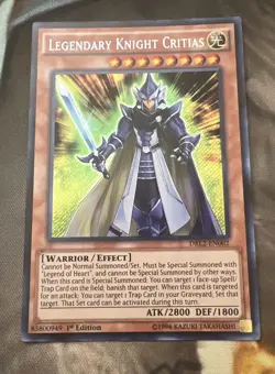 Yugioh Legendary Knight Critias DRL2-EN002 Secret Rare 1st Ed NM - Image 1