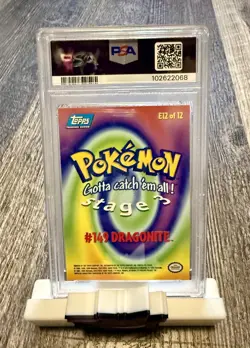 1999 TOPPS Pokemon Movie Edition DRAGONITE Rainbow Foil E12 Rainbow Foil PSA 8 - Image 2