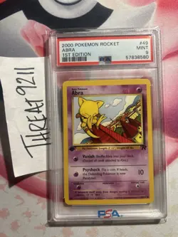 Pokemon - Team Rocket Abra 49/82 First Edition PSA 9 - Image 1