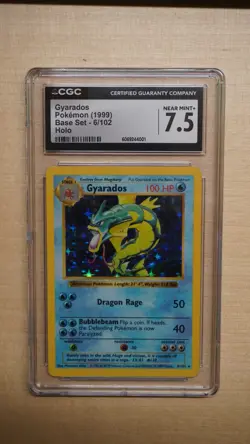 1999 Pokemon, Gyarados 006/102, Base Set (Shadowless) Holo CGC 7.5 Near Mint+ - Image 1