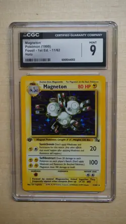 1999 Pokemon, Magneton 11/62, 1st Edition Fossil Holo CGC 9 Mint - Image 1