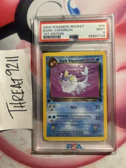 Pokemon - Team Rocket Dark Vaporeon 45/82 First Edition PSA 9 - Image 1