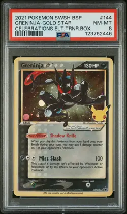 2021 POKEMON SWSH BLACK STAR PROMO #144 GRENINJA-GOLD STAR PSA 8 - Image 1