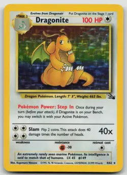 Dragonite - 4/62 Fossil Holo Rare - 1999 Pokemon Card TCG - MP - Image 1