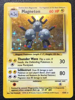 Magneton Pokemon Holo 9/102 CCG TCG Gaming RARE!! Holofoil Trading Game Card - Image 1