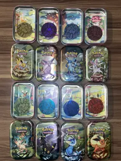 Pokemon Prismatic Evolutions Mini Tins Set W/ Coins & Art Cards OPENED NO PACKS - Image 1