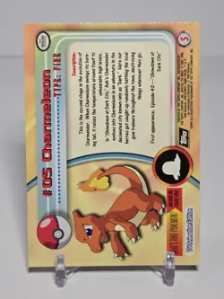 Pokemon Card Topps TV Animation Edition Charmelon #05 Holo Foil Raised Flames - Image 5