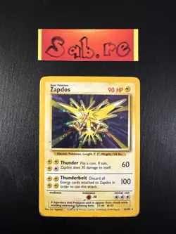 MP Condition Zapdos Holo Rare Base Set 16/102 Pokemon Card - Image 1