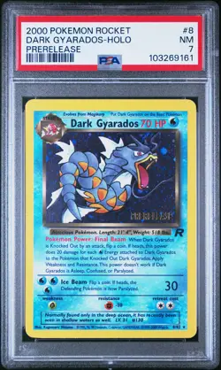 2000 POKEMON ROCKET PRERELEASE #8 DARK GYARADOS-HOLO PSA 7 - Image 1