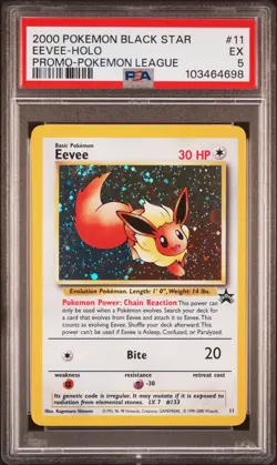 2000 POKEMON PROMO BLACK STAR POKEMON LEAGUE #11 EEVEE-HOLO PSA 5 - Image 1