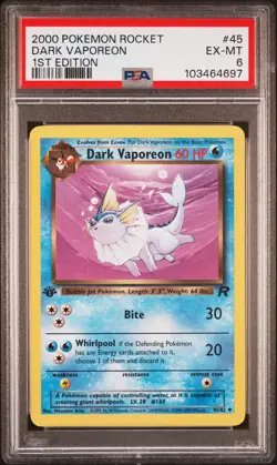 2000 POKEMON ROCKET 1ST ED #45 DARK VAPOREON PSA 6 - Image 1