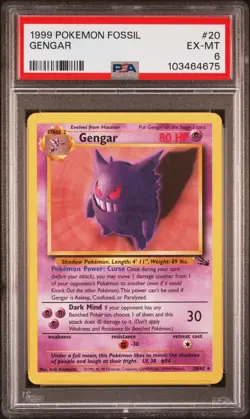 1999 POKEMON FOSSIL #20 GENGAR PSA 6 - Image 1