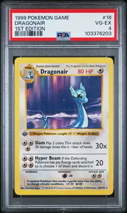 1999 POKEMON BASE SET 1ST EDITION #18 DRAGONAIR PSA 4 - Image 1