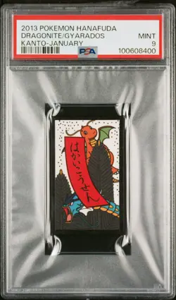 2013 POKEMON HANAFUDA KANTO JANUARY DRAGONITE/GYARADOS PSA 9 - Image 1