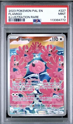 2023 POKEMON PAL EN-PALDEA EVOLVED ILLUSTRATION RARE #227 FLAMIGO PSA 9 - Image 1