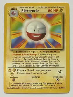 Electrode Pokemon TCG Base Set Unlimited 21/102 Non-Holo Rare 1999 LP - Image 1