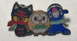 Pokemon Sun Moon Alola Starters Official 2016 Enamel Pin Rowlet Popplio Litten - Image 1