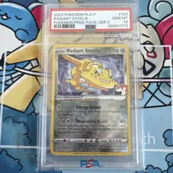 2023 Pokemon Play! Prize Pack Stamp Radiant Steelix #124 PSA 10 Gem Mint - Image 1