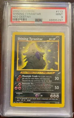 2002 Pokemon Neo Destiny Unlimited Shining Tyranitar #113 PSA 9 Mint - Image 1