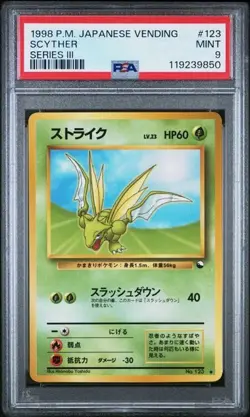 1998 POKEMON JAPANESE VENDING Series 3 - SCYTHER #123 PSA 9 - Image 1