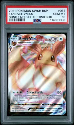 2021 POKEMON SWSH BLACK STAR PROMO #087 FULL ART/EEVEE VMAX PSA 10 - Image 1