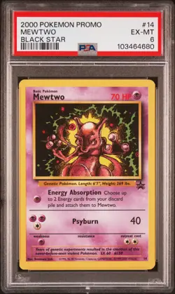2000 POKEMON PROMO BLACK STAR #14 MEWTWO PSA 6 - Image 1