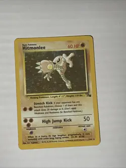 Pokemon TCG Hitmonlee 7/62 Holo Rare Unlimited Fossil - Image 1