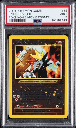 2001 POKEMON GAME MOVIE POKEMON 3 MOVIE PROMO #34 ENTEI-REVERSE FOIL PSA 9 - Image 1