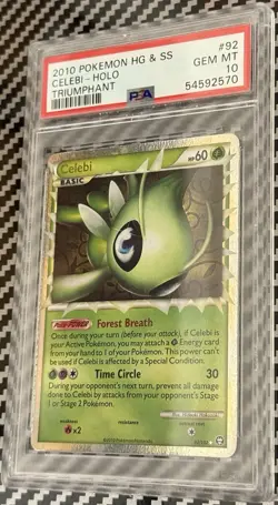 2010 Pokemon HGSS Triumphant # 92 Celebi Holo PSA 10 Card! GEM MINT! Ultra Rare! - Image 3