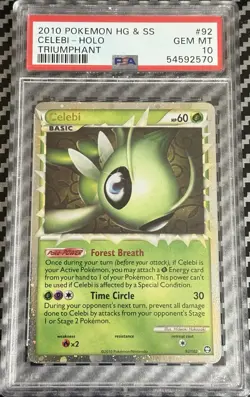 2010 Pokemon HGSS Triumphant # 92 Celebi Holo PSA 10 Card! GEM MINT! Ultra Rare! - Image 4