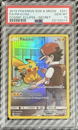 Pokemon Cosmic Eclipse # 241 Full Art Pikachu PSA 10 Card GEM MINT! Secret Rare! - Image 1