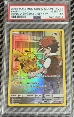 Pokemon Cosmic Eclipse # 241 Full Art Pikachu PSA 10 Card GEM MINT! Secret Rare! - Image 4