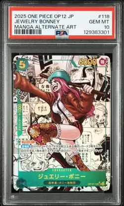 One Piece Card Jewelry Bonney PSA10 SEC Comic Parallel OP12-118 Rare - Image 1