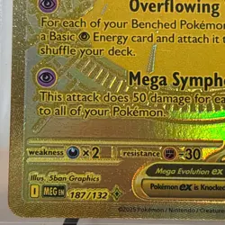 Pokemon TCG Mega Evolution Mega Gardevoir EX 187 Hyper Rare Gold Trading Card NM - Image 4