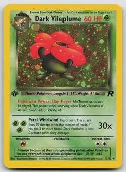 Pokemon TCG Dark Vileplume 1st Edition Holo Rare Card 13/82 MP - Image 1