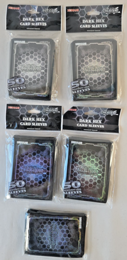 4 Yugioh Official Konami Dark Hex Card Sleeve 50 Count & Bonus 19 (219 Total) - Image 1