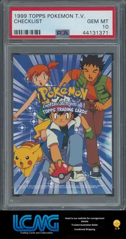 1999 Topps Pokemon Tv Checklist PSA 10 Trading Card Blue Logo - Image 1