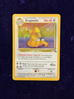 Pokemon TCG Dragonite Fossil Holo Rare Card Unlimited LP 4/62 Vintage 1999 WOTC - Image 1