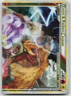 Entei & Raikou Legend (Top) 90/95 HGSS Unleashed Ultra Rare Pokemon LP - Image 1