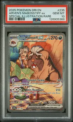 2025 POKEMON DRI EN-DESTINED RIVALS #235 ARVEN'S MABOSSTIFF EX PSA 10 - Image 1