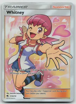 WHITNEY 2018 POKEMON SUN & MOON LOST THUNDER ULTRA RARE 214/214 Q5081 - Image 1
