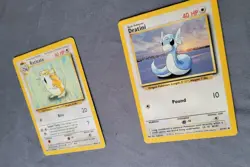 Dratini 26/102 Raticate 40/102 Base Set MP Unlimited Uncommon Pokemon Card WOTC - Image 3