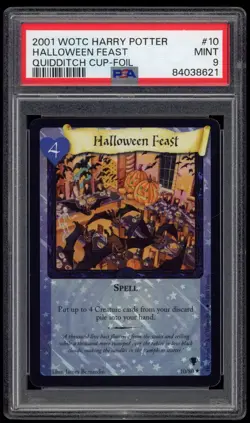 2001 PSA 9 Mint Halloween Feast Harry Potter Card Holo Quidditch World Cup WOTC - Image 1