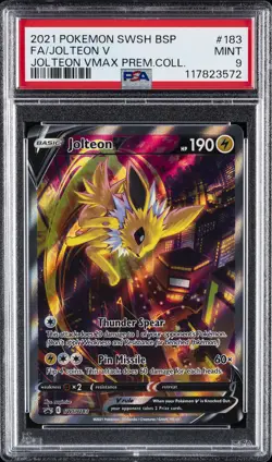 2021 POKEMON SWSH BLACK STAR PROMO #183 FULL ART/JOLTEON V PSA 9 - Image 1