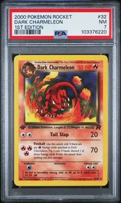 2000 POKEMON ROCKET 1ST ED #32 DARK CHARMELEON PSA 7 - Image 1