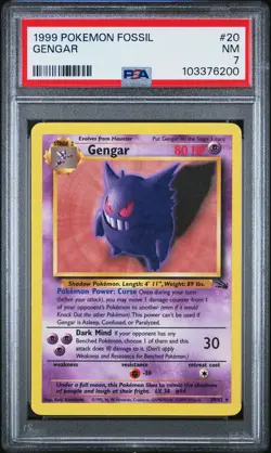 1999 POKEMON FOSSIL #20 GENGAR PSA 7 - Image 1