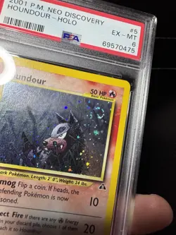 Houndour 5/75 *Swirl* Neo Discovery Holo Rare Pokemon TCG Vintage PSA 6 - Image 2