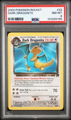 2000 POKEMON ROCKET #22 DARK DRAGONITE PSA 8 - Image 1